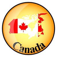 bouton orange avec l'image des cartes du canada vecteur