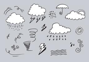 météo doodle set vector illustration avec vecteur de style art ligne dessinés à la main