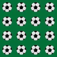 ballons de football noirs et blancs sur un motif transparent vert. fond de vecteur de football. illustration de style de dessin animé de thème de loisirs sportifs. modèle facile à modifier pour vos projets de conception.