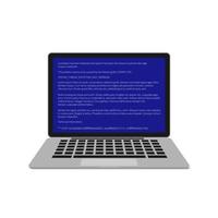 ordinateur portable avec écran bleu de la mort bsod. rapport de plantage du système. erreur fatale du logiciel ou du matériel. illustration vectorielle d'ordinateur cassé. modèle facile à modifier pour vos projets de conception. vecteur