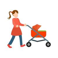 mère marchant bébé plat multicolore icône vecteur