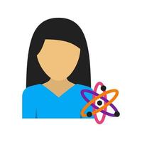 icône multicolore plat femme science vecteur