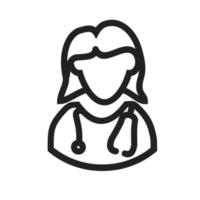 icône de ligne femme médecin vecteur