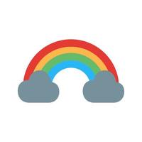 nuageux avec icône multicolore plate arc-en-ciel vecteur
