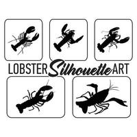 silhouette de homards et vecteur noir