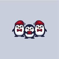 modèle de logo de mascotte de dessin animé de pingouin