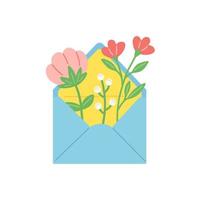 fleurs et feuilles en enveloppe, illustration vectorielle vecteur
