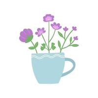 fleur dans une belle tasse, illustration vectorielle design plat vecteur