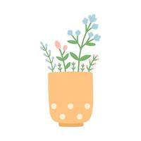 fleur dans une belle tasse, illustration vectorielle design plat vecteur