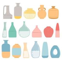 vase set illustration vectorielle design plat, différents vases colorés vecteur