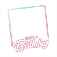 cadre multicolore joyeux anniversaire, bonheur, effet de texte rose joyeux anniversaire, illustration vectorielle anniversaire sur fond blanc, cadre de fête, ombre rose, cadre multicolore. vecteur