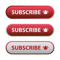 bouton d'abonnement rouge et cendré dans l'illustration vectorielle de style plat, bouton d'abonnement métallique simple avec illustration vectorielle de fond de couleur rouge et cendré avec icône de cloche.