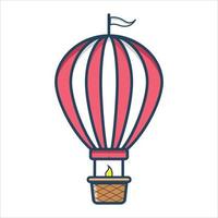 silhouette colorée de ballon à air chaud sans illustration vectorielle de contour et d'ombrage, vol d'air de ballon de carnaval vecteur