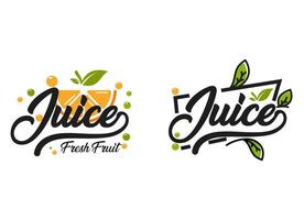 modèle de conception de logo de bar à fruits et jus de fruits frais. vecteur