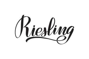 lettrage au pinceau manuscrit inspirant riesling. illustration de calligraphie vectorielle isolée sur fond blanc. typographie pour bannières, badges, cartes postales, t-shirts, impressions, affiches. vecteur