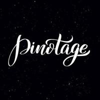 tableau noir lettrage pinotage. texte de calligraphie manuscrite, craie sur un tableau noir, illustration vectorielle. salutations pour logotype, badge, icône. vecteur