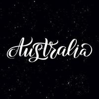 tableau noir lettrage australie. texte de calligraphie manuscrite, craie sur un tableau noir, illustration de stock vectoriel. salutations pour logotype, badge, icône. vecteur