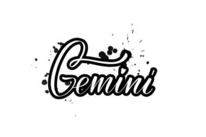 lettrage au pinceau manuscrit inspirant gemini. illustration de calligraphie vectorielle isolée sur fond blanc. typographie pour bannières, badges, cartes postales, t-shirts, impressions, affiches. vecteur