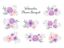 collection de vecteur de bouquet de fleurs aquarelle pour invitation de mariage