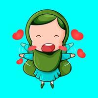 illustration de jolie fille musulmane avec une expression aimante vecteur