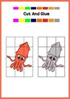 livre de coloriage pour enfants calmar vecteur