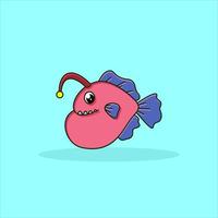 poisson de dessin animé, personnage de poisson pêcheur vecteur