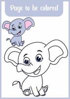 livre de coloriage pour enfants, éléphants mignons vecteur