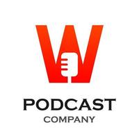 lettre w avec illustration de modèle de logo de podcast. convient pour le podcasting, Internet, la marque, la musique, le numérique, le divertissement, le studio, etc. vecteur