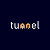 logo de typographie avec les mots tunnel et la lettre n en forme de tunnel vecteur