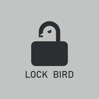 création de logo web avec cadenas et forme d'oiseau vecteur