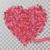 confettis coeur de pétales de saint valentin tombant sur fond transparent. vecteur