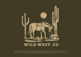 création de logo d'illustration de cheval de l'ouest du texas vecteur