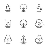 ensemble d'illustration de conception de vecteur d'arbre. vecteur d'arbre nature dans un style design plat pour élément graphique d'arrière-plan décoratif. icône d'arbre simple, logo, signe et illustration vectorielle de symbole.