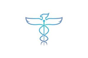 logo aigle caducée. emblème de vecteur antique médecine sur fond blanc.