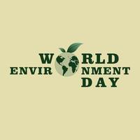 journée mondiale de l'environnement, conception de vecteur vert, illustration vectorielle et texte