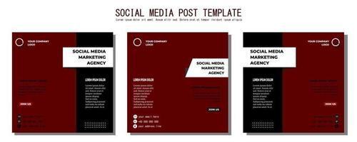 modèle de publication de médias sociaux vecteur rouge noir, illustration d'art vectoriel et texte, design simple et élégant en couleur