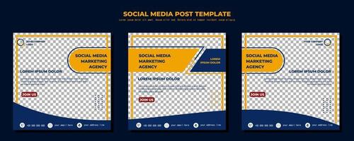modèle de publication de médias sociaux vecteur bleu et jaune, illustration d'art vectoriel et conception simple de texte