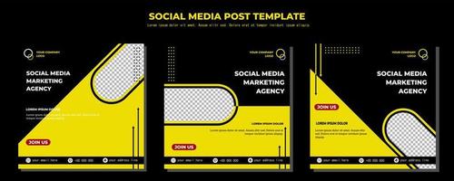 modèle de publication de médias sociaux vecteur jaune noir, illustration d'art vectoriel et texte