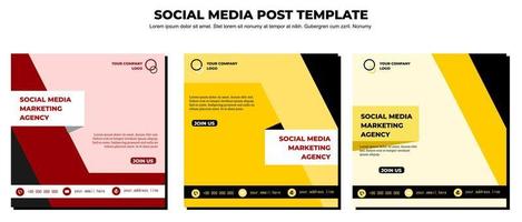 modèle de publication de médias sociaux vecteur rouge jaune noir, illustration d'art vectoriel et texte, design simple et élégant en couleur