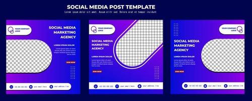 modèle de publication de médias sociaux vecteur bleu et violet, illustration d'art vectoriel et texte, design simple et élégant en couleur