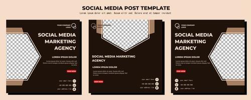modèle de publication de médias sociaux vecteur brun, illustration d'art vectoriel et texte, design simple et élégant en couleur