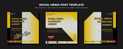 modèle de publication de médias sociaux vecteur noir jaune, illustration d'art vectoriel et texte
