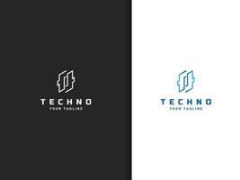 création de logo techno, style de ligne lettre f vecteur