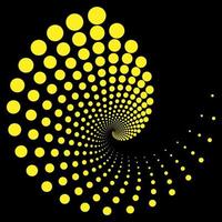 toile de fond de points jaunes en spirale de conception. abstrait monochrome. illustration de l'art vectoriel.