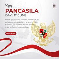 bannière de la journée pancasila indonésienne sur la conception de fond blanc vecteur