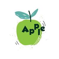 illustration minimaliste de silhouettes de fruits pomme avec style de lettre de couleur splash vecteur