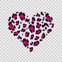 coeur de léopard sur fond transparent. imprimé animalier. symbole de l'amour. adapté à l'impression sur un t-shirt. illustration vectorielle dessinée à la main vecteur
