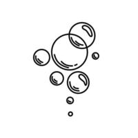 des bulles de savon. bulles de boisson gazeuse, médicament, oxygène, eau. illustration de contour de vecteur fond isolé