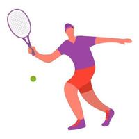 joueur de tennis homme frappant la balle avec une raquette.mode de vie sain.un athlète masculin faisant du sport. jeune homme jouant à l'extérieur. illustration vectorielle isolée sur fond blanc. jeu de sport de personnage de dessin animé. vecteur