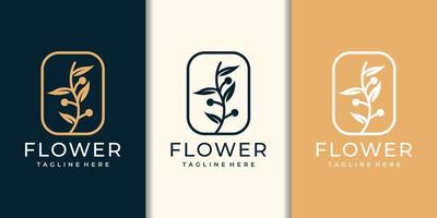 modèle vectoriel de conception de logo de fleur d'olivier de luxe féminin